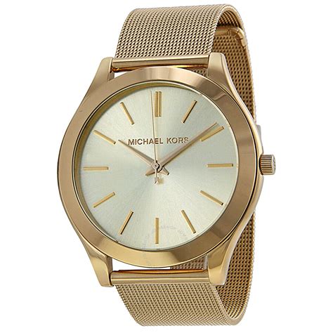 michael kors slim runway mesh gold tone watch|Michael Kors women's runway watch.